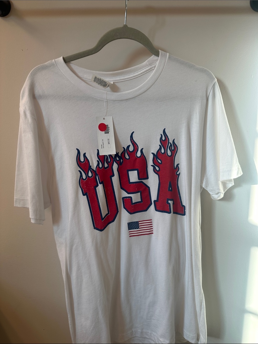 White USA Flame Graphic Tee